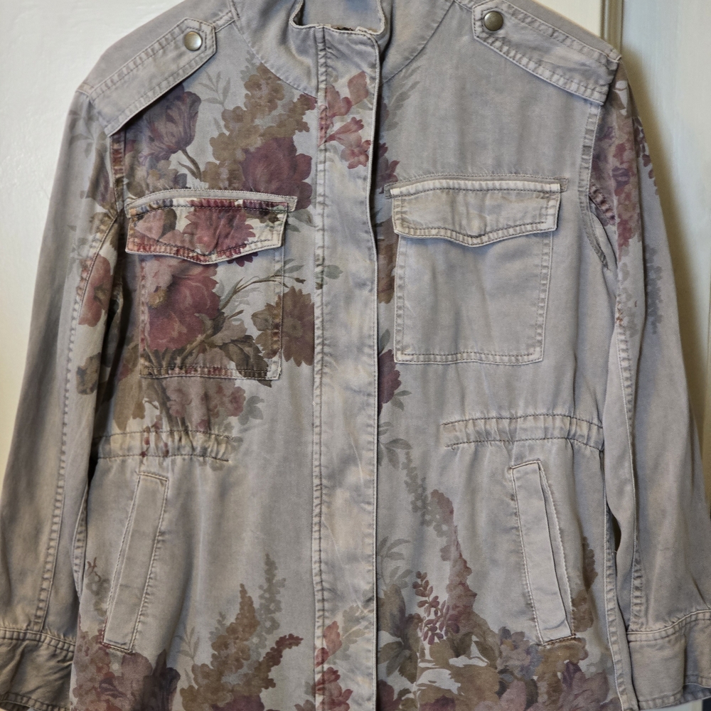 Sundance "Rochelle" Gray Floral Tencel Jean Jacket